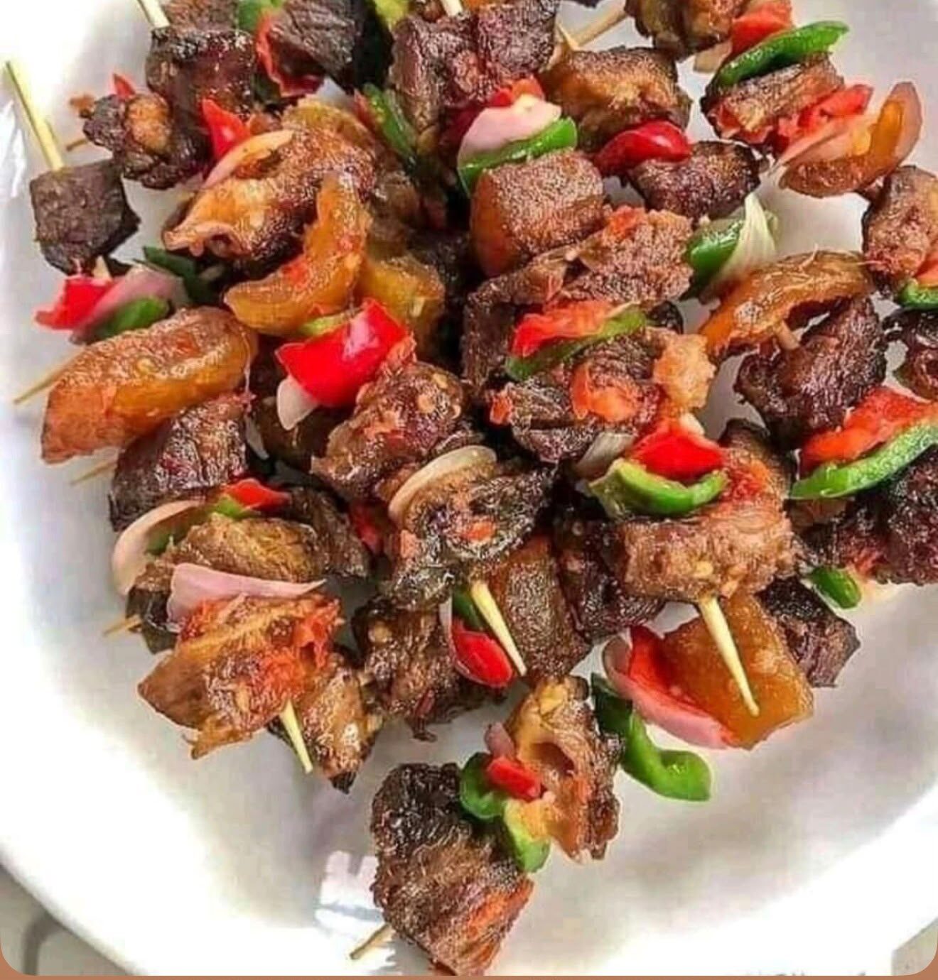 Spicy beef suya skewers
